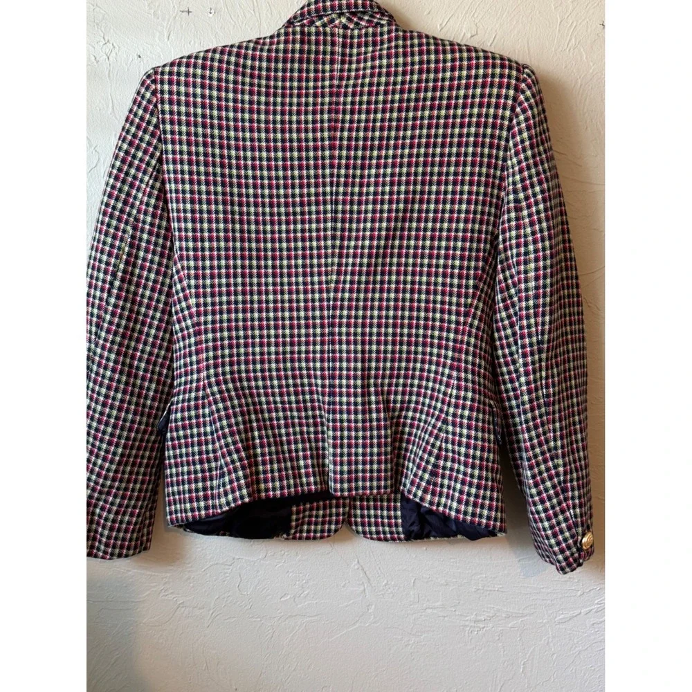 EVAN‎ PICONE Women's Plaid Blazer Gold Button Lined Jacket Size 4